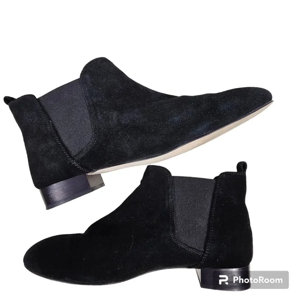 J. Crew Black Suede Pull-on Chelsea Boot B4118 Women's Size 8